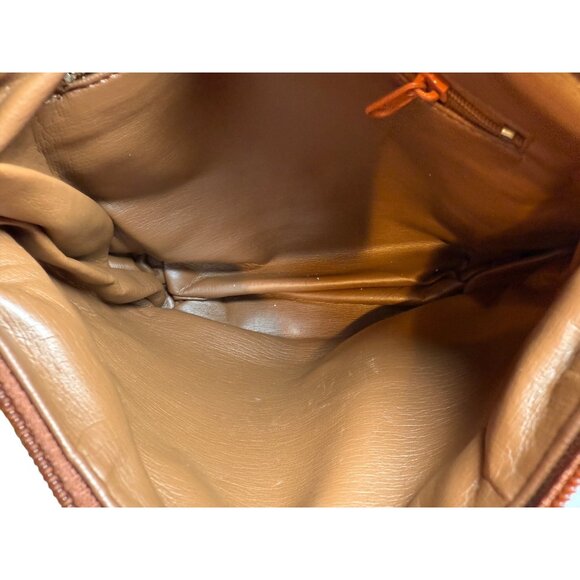 Vtg 70s LANDY WESTERN LEATHER Shoulder Crossbody Bag Brown Adjustable Long Strap - Picture 8 of 8